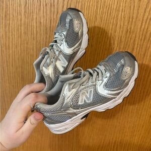 New Balance Gray and White Athletic Shoes Kids